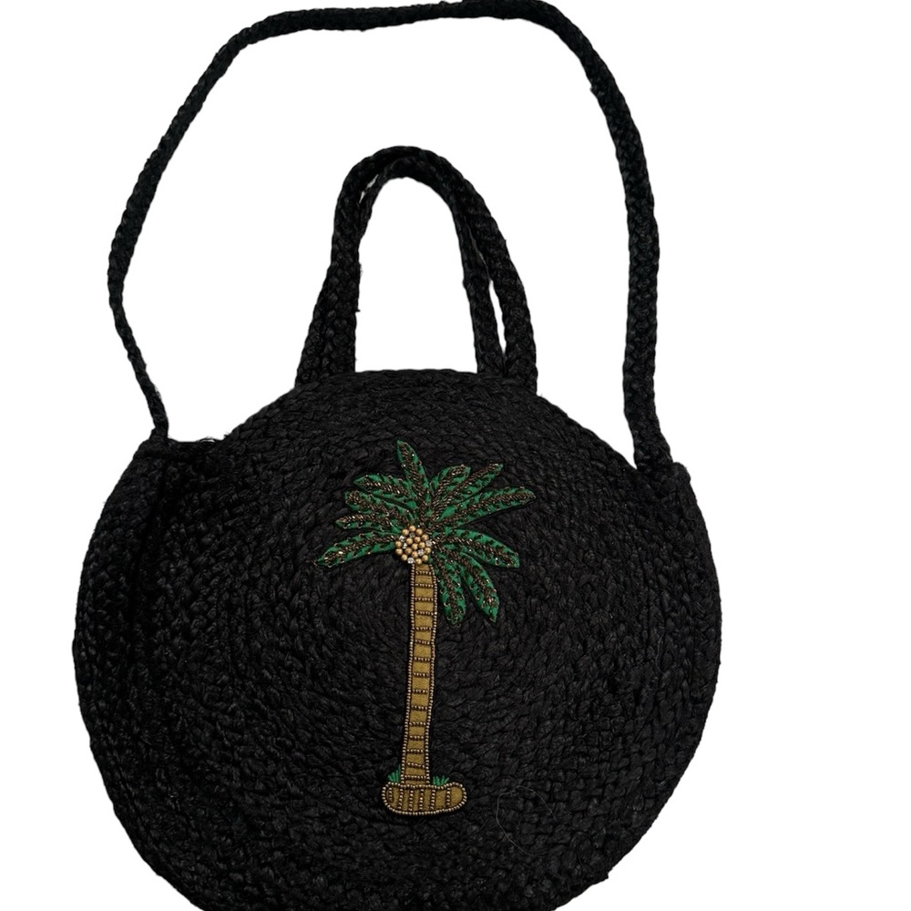 🌴 Forever 21 Black Woven Handbag/Tote EUC